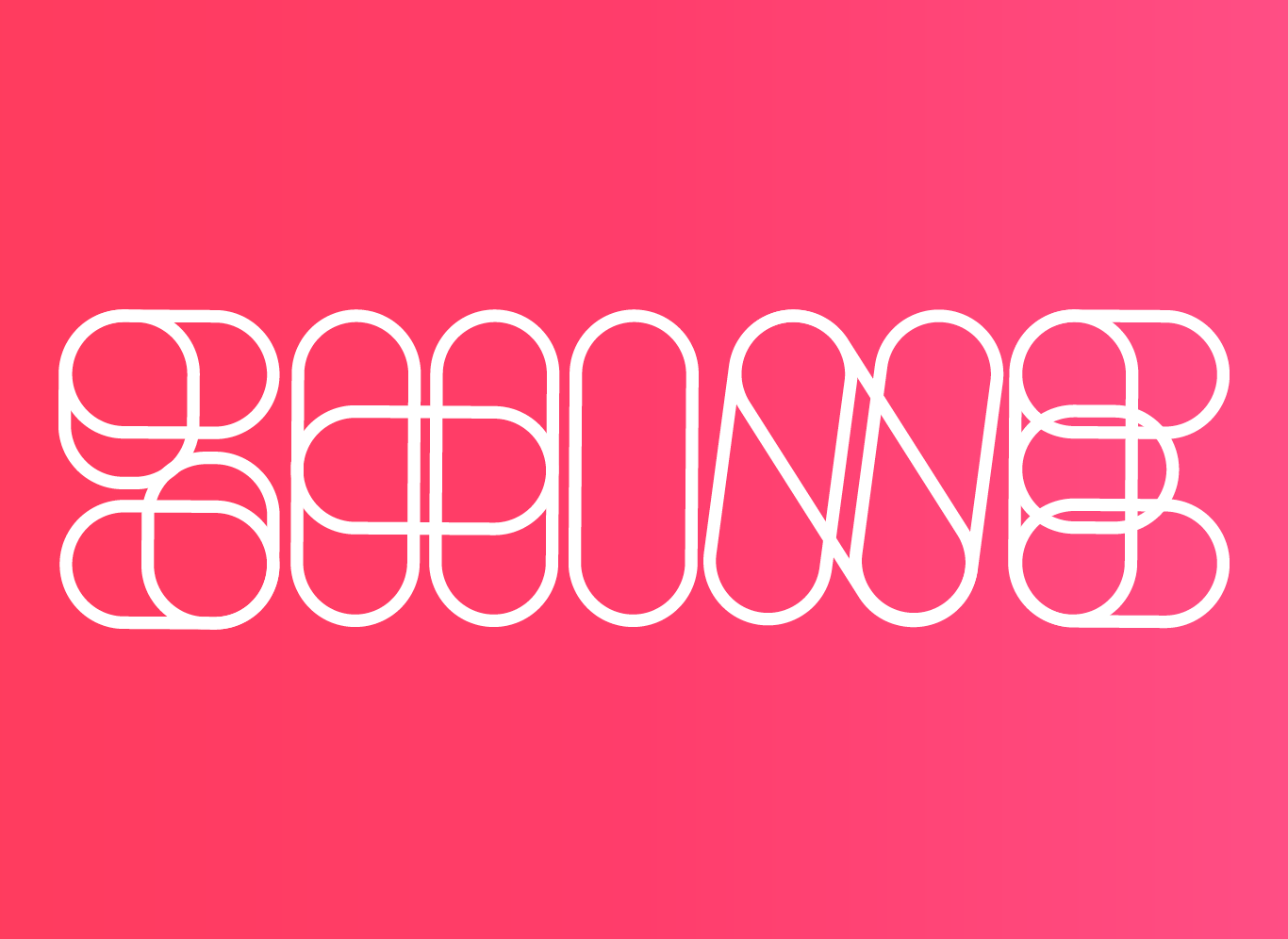 Das Wort SHINE in der Schriftart Shine auf einem rot magenta farbenem Verlauf. 