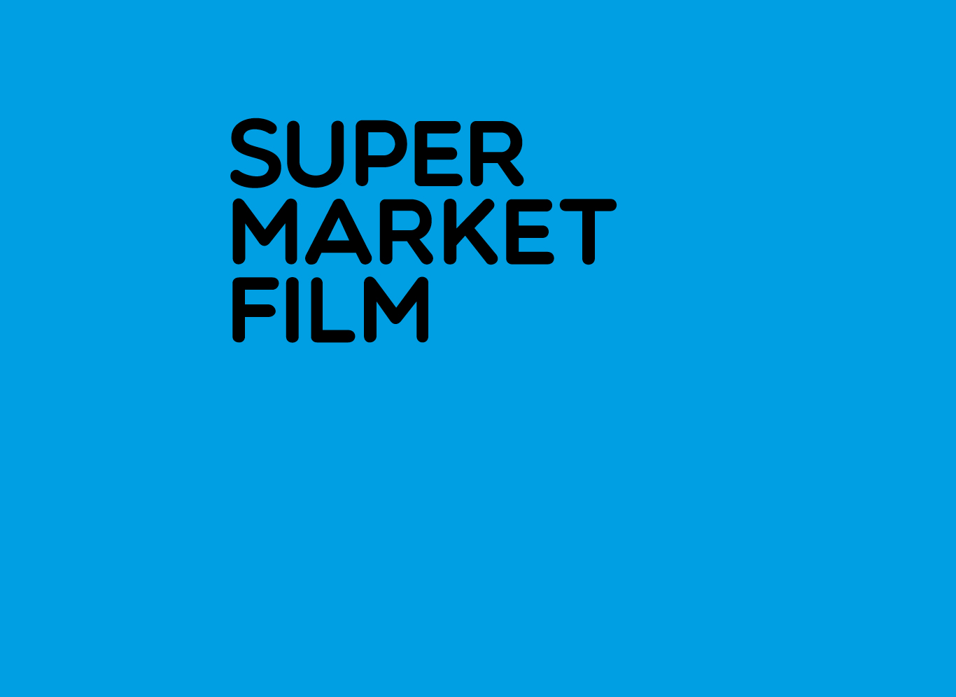 Supermarketfilm Logo mit Animation auf hellblauem Grund